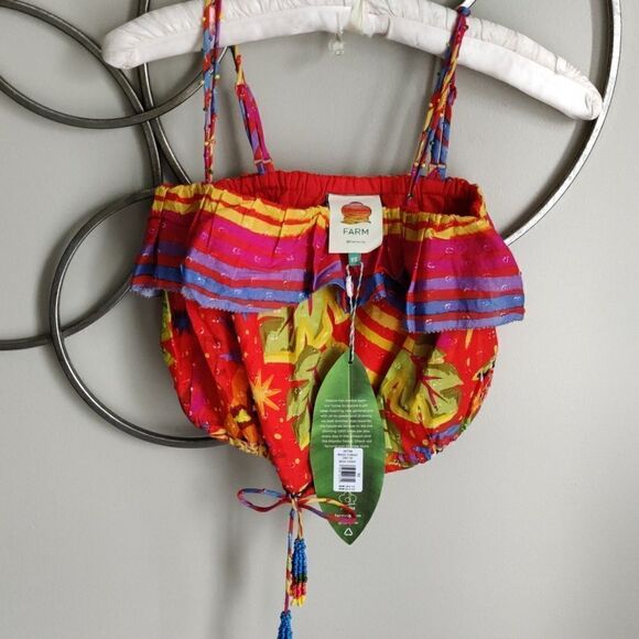 NWT $115 FARM Rio ruffle spaghetti strap top - Picture 1 of 7